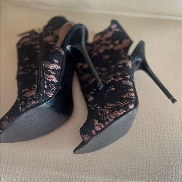 Made in Italy peep toe Lace black high stiletto heels size EU37 - Picture 10 of 12